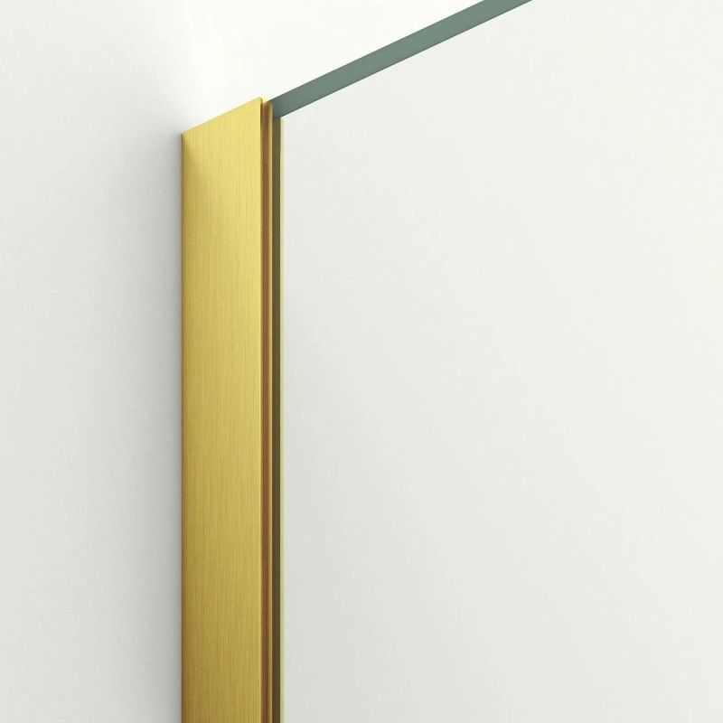 Perete dus Walk-In, sticla securizata de 6 mm, 2 elemente, glisant, dimensiuni 120x200 cm,  Auriu Mat, Benito