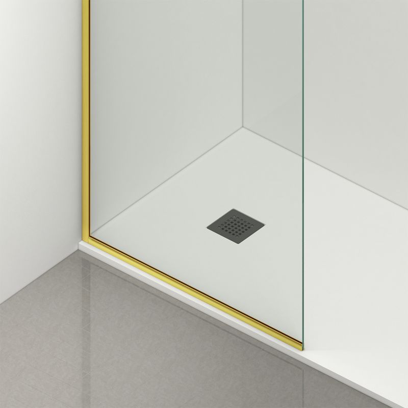 Perete dus Walk-In, sticla securizata de 8 mm, dimensiuni 100-120x200 cm, Profil si maner Auriu Mat , Armando