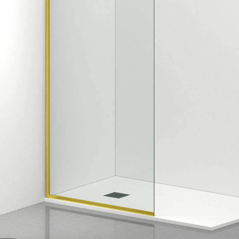 Perete dus Walk-In, sticla securizata de 8 mm, dimensiuni 100-120x200 cm, Profil si maner Auriu Mat , Armando