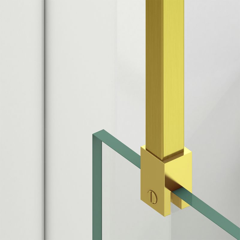 Perete dus Walk-In, sticla securizata de 8 mm, dimensiuni 100-120x200 cm, Profil si maner Auriu Mat , Armando