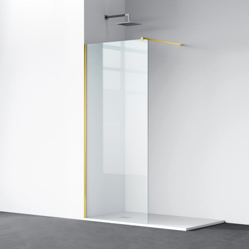 Perete dus Walk-In Ultra-Slim, sticla securizata de 8 mm, dimensiuni 80-120x200 cm, profile auriu mat, Nano Easy Clean, Matia