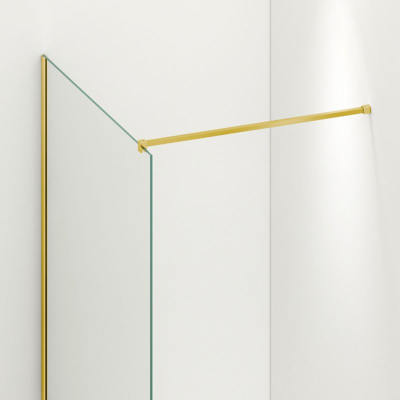 Perete dus Walk-In Ultra-Slim, sticla securizata de 8 mm, dimensiuni 80-120x200 cm, profile auriu mat, Nano Easy Clean, Matia