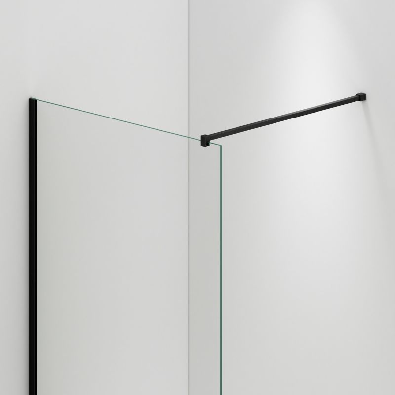 Perete dus Walk-In Ultra-Slim, sticla securizata de 8 mm, dimensiuni 80-120x200 cm, profile negru mat, Nano Easy Clean, Matia