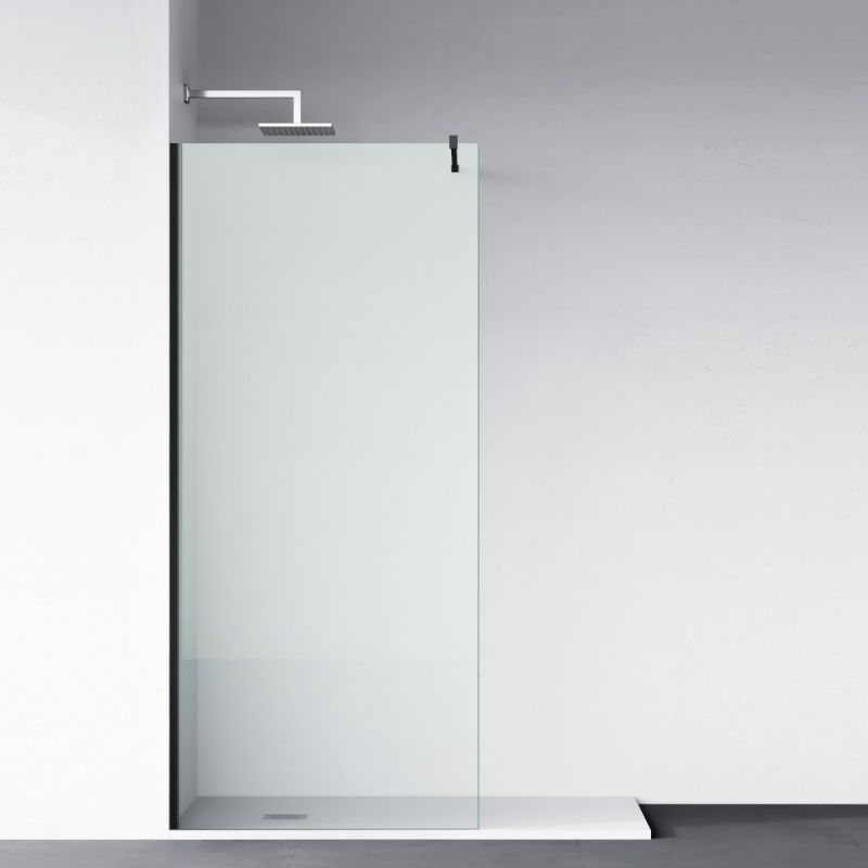 Perete dus Walk-In Ultra-Slim, sticla securizata de 8 mm, dimensiuni 80-120x200 cm, profile negru mat, Nano Easy Clean, Matia