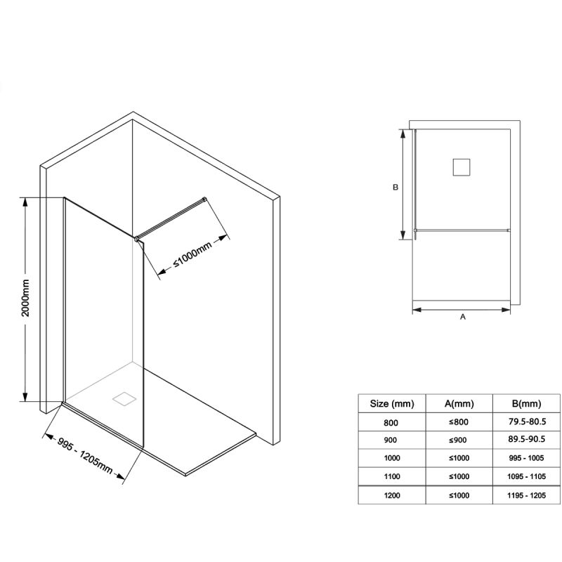 Perete dus Walk-In Ultra-Slim, sticla securizata de 8 mm, dimensiuni 80-160x200 cm, profile crom, Nano Easy Clean, Matia
