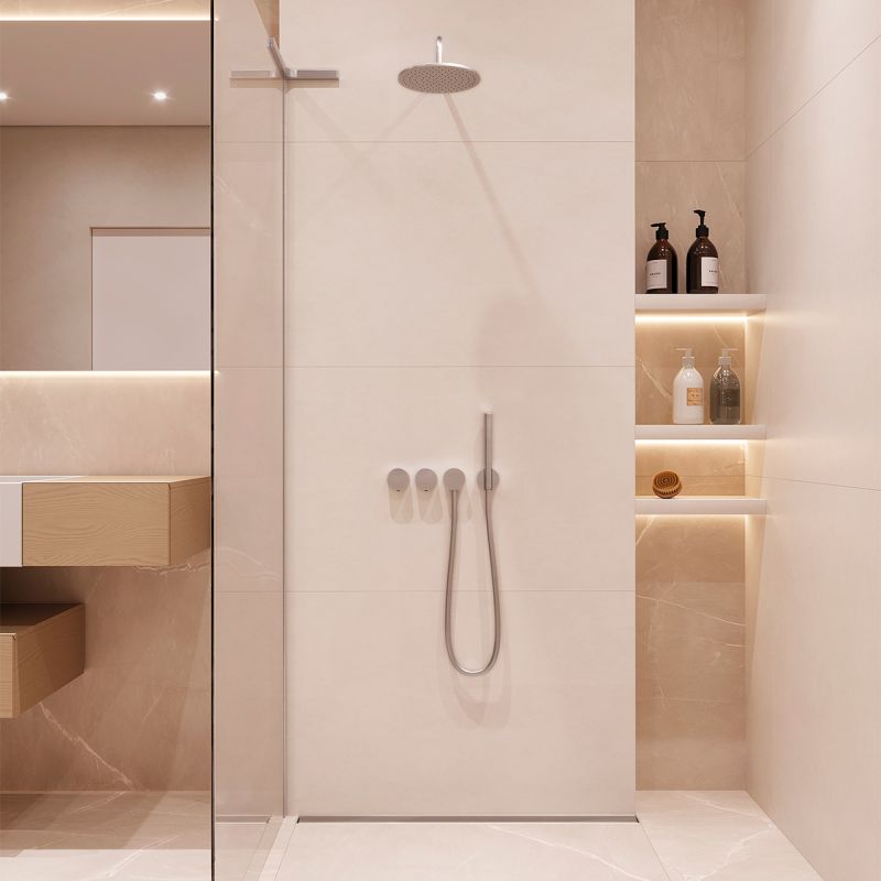 Rigola de dus, montaj langa perete, dimensiune 70-100, otel inoxidabil, Crom
