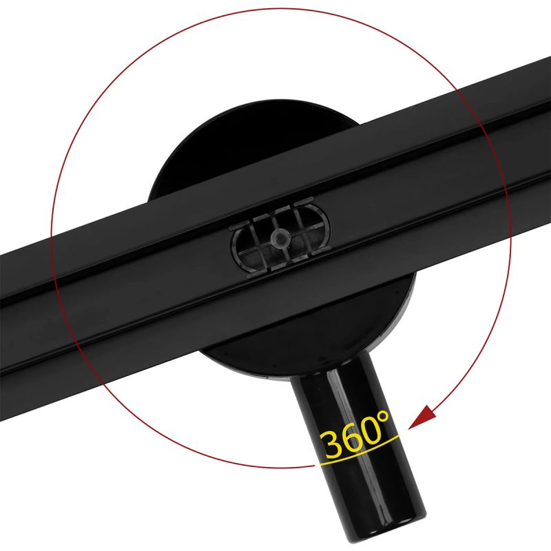 Rigola de dus, slim, Sifon 360° dimensiuni 60 sau 80 cm, otel SS304, Negru Mat, Rivela