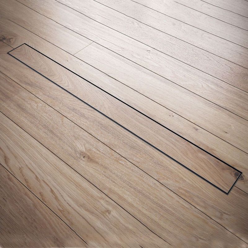 Rigola Dus faiantabila, sifon Smart Pipe, model incorporat sub placa, Premium Low Black, dimensiuni 50-120 cm