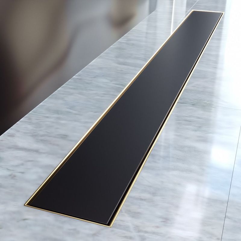 Rigola Dus, sifon Smart Pipe, Premium Black & Gold, dimensiuni intre 60-90 cm,  latime 7,6 cm, otel inoxidabil