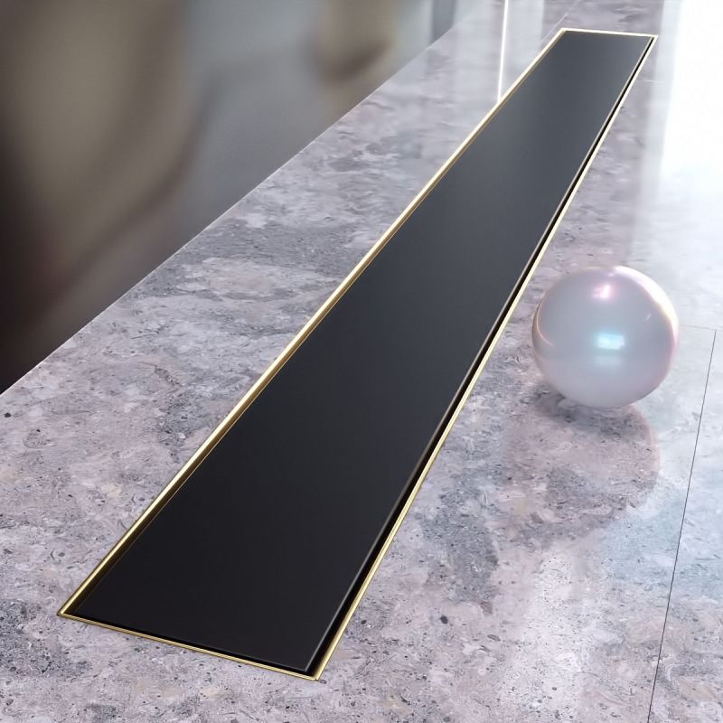 Rigola Dus, sifon Smart Pipe, Premium Black & Gold, dimensiuni intre 60-90 cm,  latime 7,6 cm, otel inoxidabil