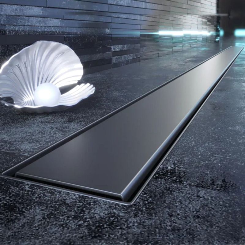 Rigola Dus,  sifon Viega, Slim Black, dimensiuni intre 50-120 cm, latime 3,2 cm, otel inoxidabil