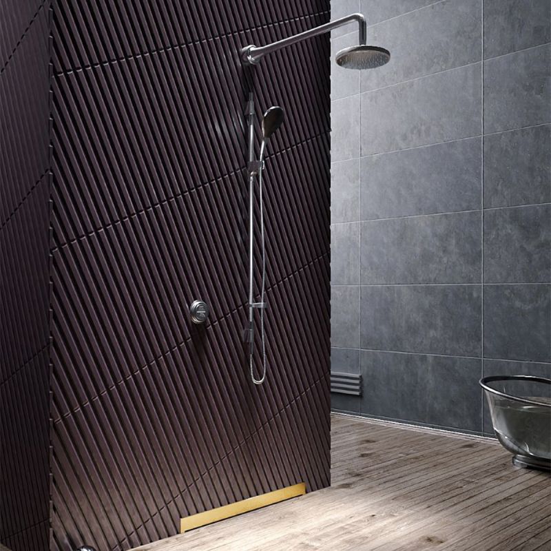Rigola Dus montaj pe perete, sifon Viega, Auriu Lucios, dimensiune 60, 80 cm, latime 7.4 cm, otel inoxidabil