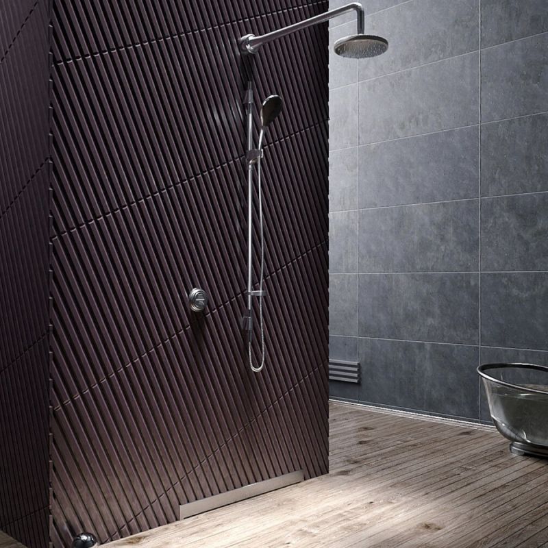Rigola Dus montaj pe perete, sifon Viega, Crom, dimensiune 60, 80 cm, latime 7.4 cm, otel inoxidabil