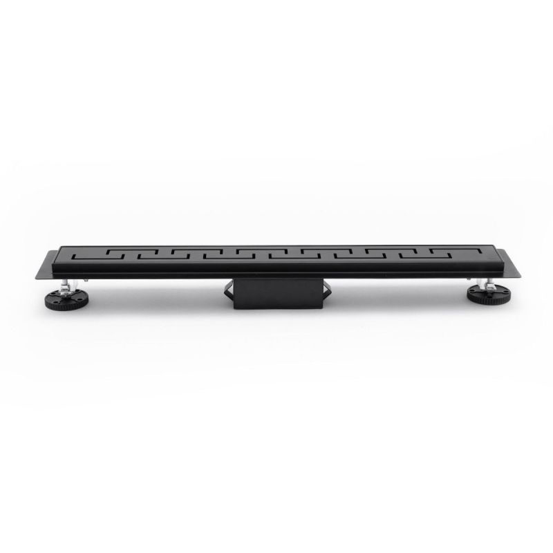 Rigola scurgere dus, REA-Greek Black Mat, 90 cm, completa, finisaj Negru Mat