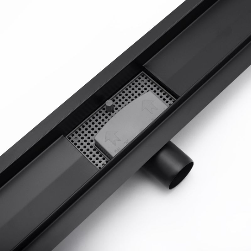 Rigola scurgere dus, REA-Greek Black Mat, 90 cm, completa, finisaj Negru Mat