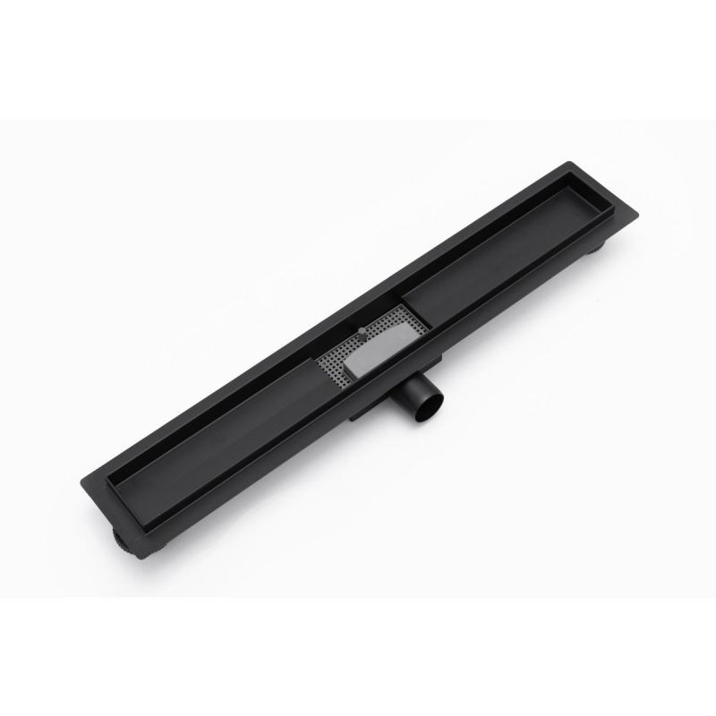 Rigola scurgere dus, REA-Greek Black Mat, 90 cm, completa, finisaj Negru Mat
