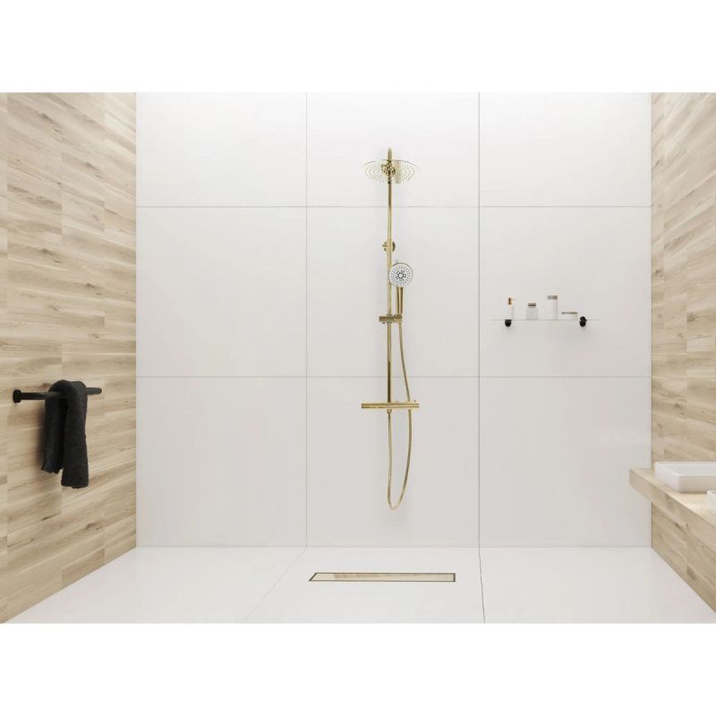 Rigola scurgere dus, REA-Pure Neo Mirror Gold Pro, dimensiuni intre 80 - 100 cm, completa, finisaj gold