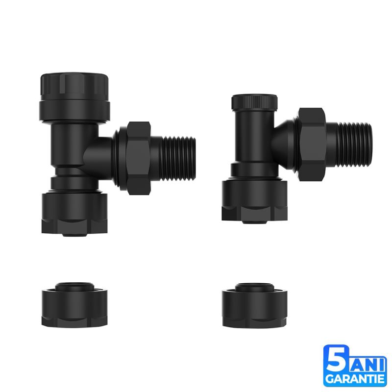 Robinet pentru conexiune laterala,  alama, conexiune 1/2”, Negru