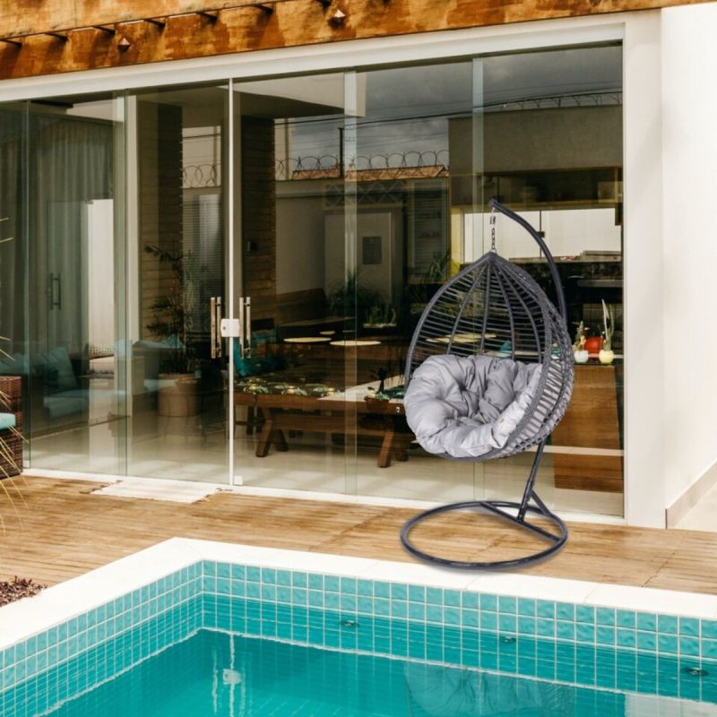 Scaun agatat. Fotoliu suspendat, Cuba Exclusivist, Curte sau Living, confortabil si modern, Gri