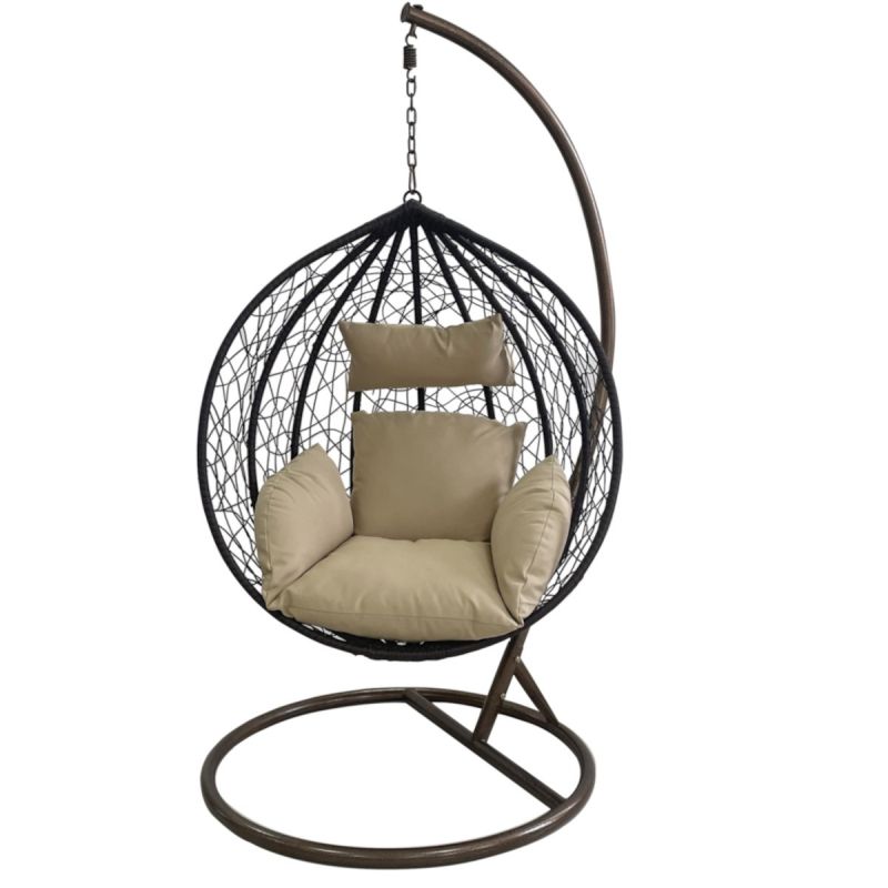 Scaun agatat, gradina sau terasa, Fotoliu suspendat, Curte sau Living, ratan, California Brown XL