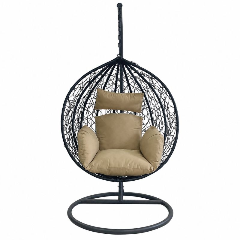 Scaun agatat, gradina sau terasa, Fotoliu suspendat de relaxare, California Black XL
