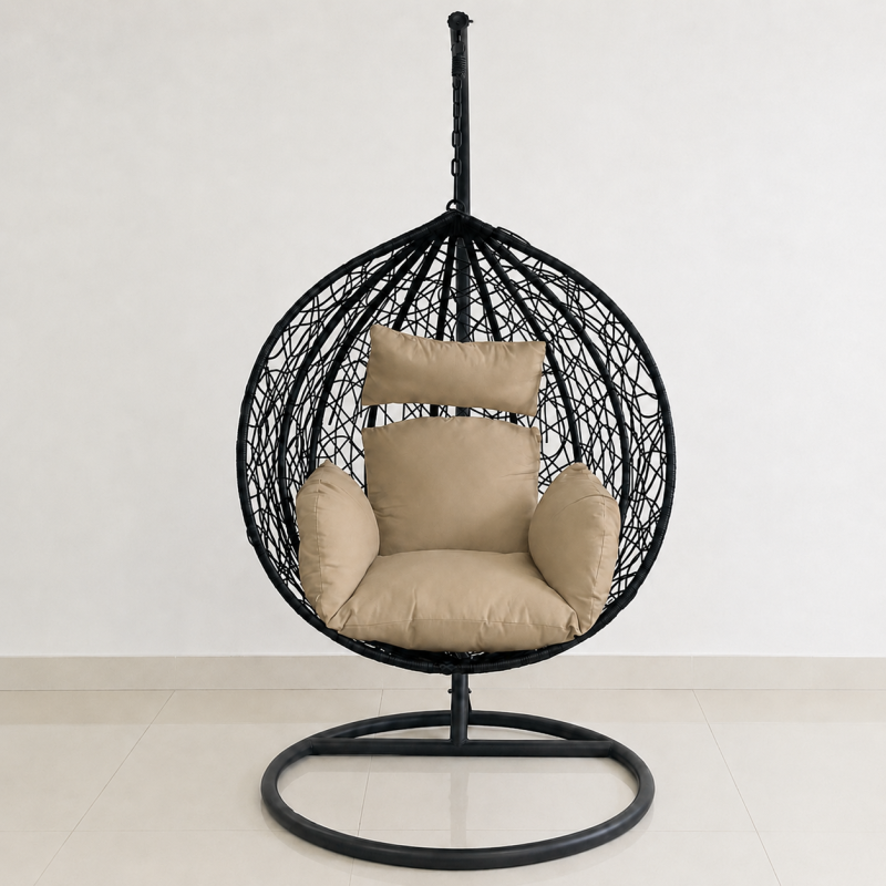 Scaun agatat, gradina sau terasa, Fotoliu suspendat de relaxare, California Black XL