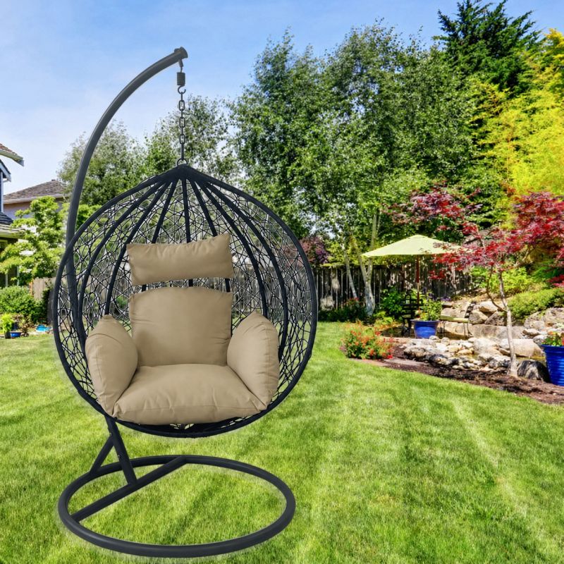 Scaun agatat, gradina sau terasa, Fotoliu suspendat de relaxare, California Black XL