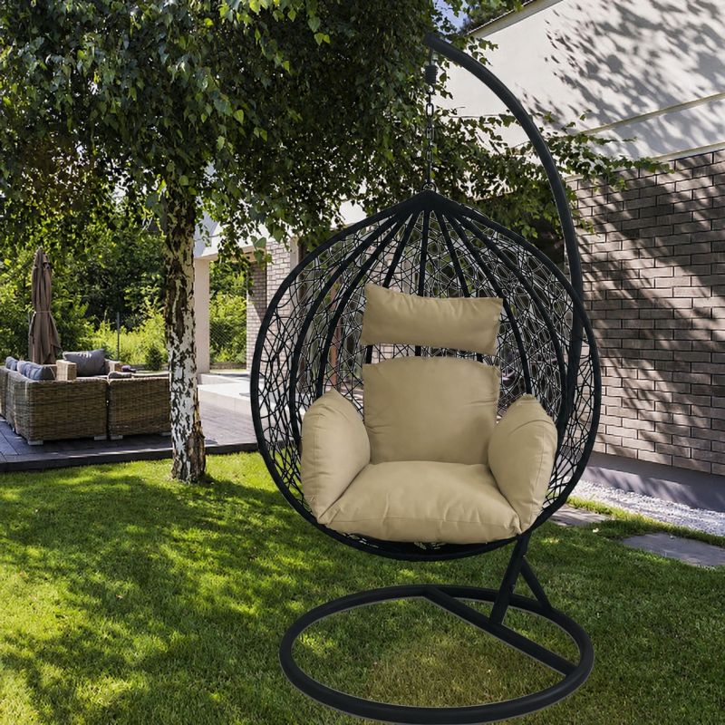 Scaun agatat, gradina sau terasa, Fotoliu suspendat de relaxare, California Black XL