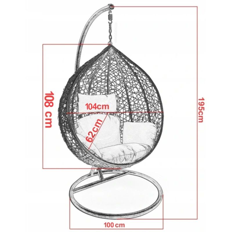 Scaun agatat, gradina sau terasa, Fotoliu suspendat de relaxare, California White XL