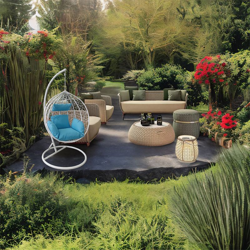 Scaun agatat, gradina sau terasa, Fotoliu suspendat de relaxare, California White XL