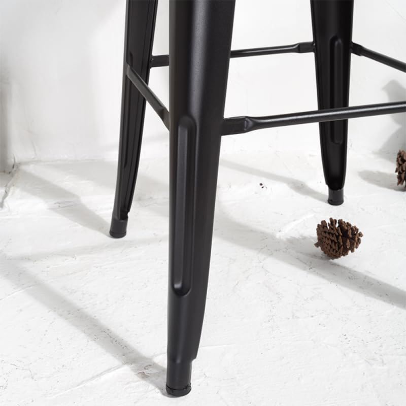 Scaun de bar, cadru ranforsat, fier, sezut din lemn de ulm, design industrial, 43x43x76 cm, Timo