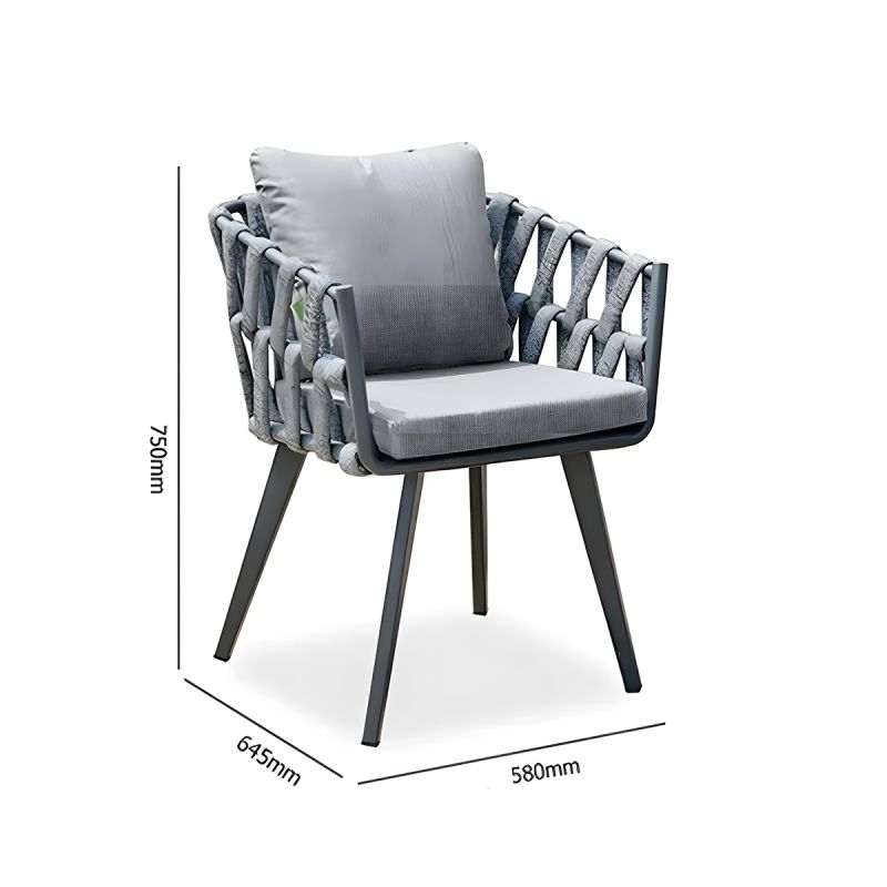 Scaun Riga, pentru mobilier de terasa, aluminiu, perna de 5 cm, impletitura tip funie, 58x64.5x75 cm