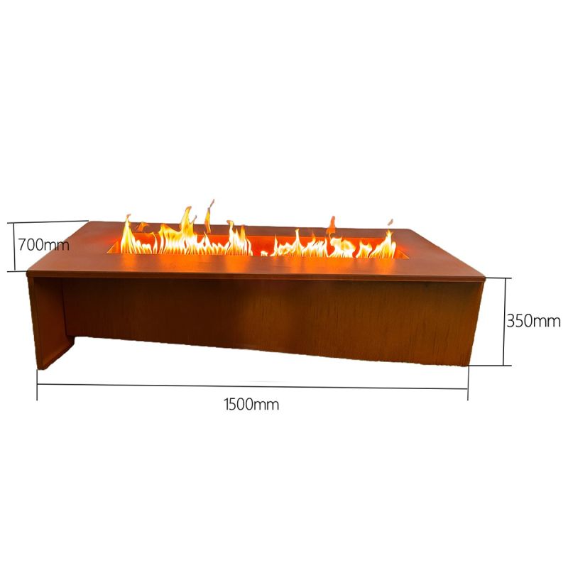 Semineu pe gaz CNG, otel corten, valva de pornire, reglare flacara, 150x70x35 cm, Luxora