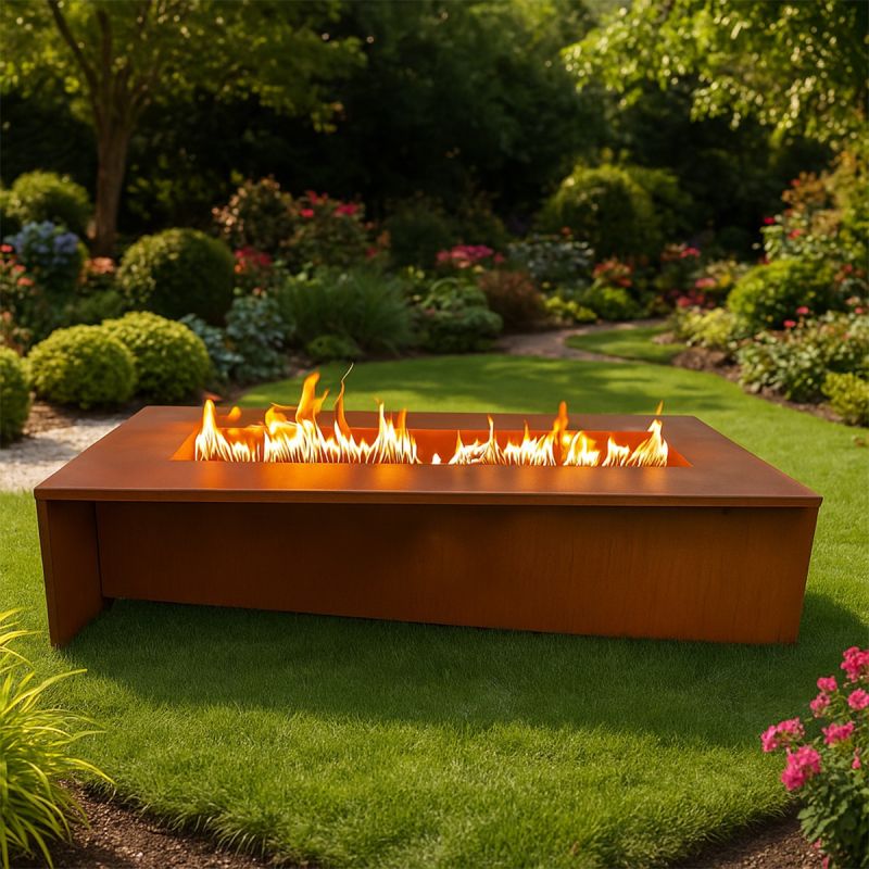 Semineu pe gaz CNG, otel corten, valva de pornire, reglare flacara, 150x70x35 cm, Luxora
