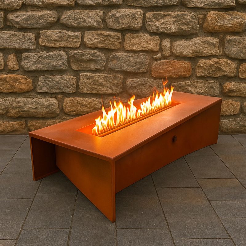 Semineu pe gaz CNG, otel corten, valva de pornire, reglare flacara, 150x70x35 cm, Luxora
