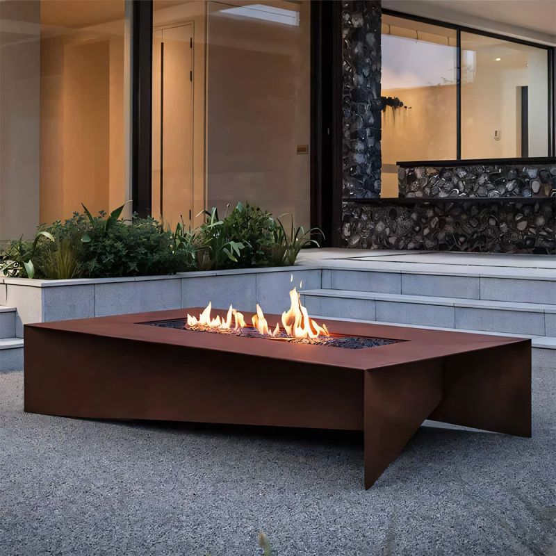 Semineu pe gaz CNG, otel corten, valva de pornire, reglare flacara, 150x70x35 cm, Luxora