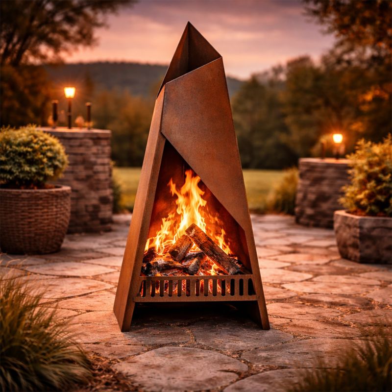 Semineu, vatra de foc, dimensiuni: 46x40x97 cm, otel corten de 2.5 mm, Inferno