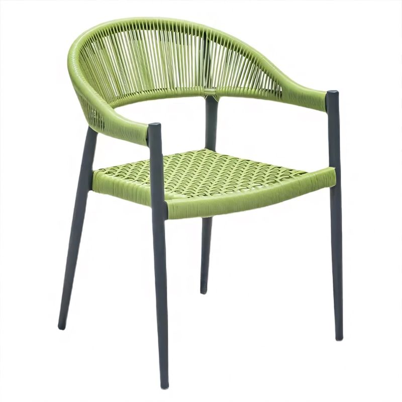 Set masa cu 2 scaune impletitura tip funie verde, terasa sau gradina, aluminiu dark grey,  Oasis