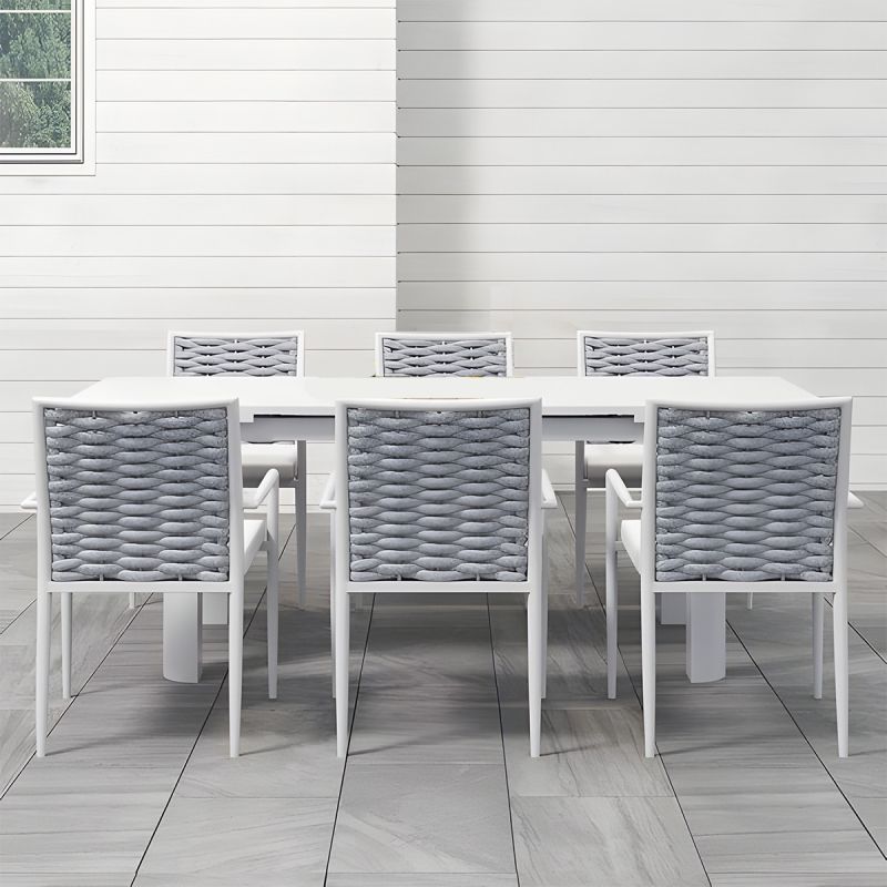 Set mobilier, 6 scaune, impletitura tip funie, terasa sau gradina, masa extensibila, Torino