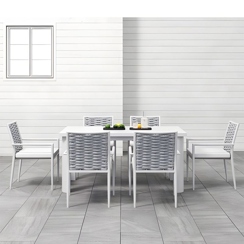Set mobilier, 6 scaune, impletitura tip funie, terasa sau gradina, masa extensibila, Torino