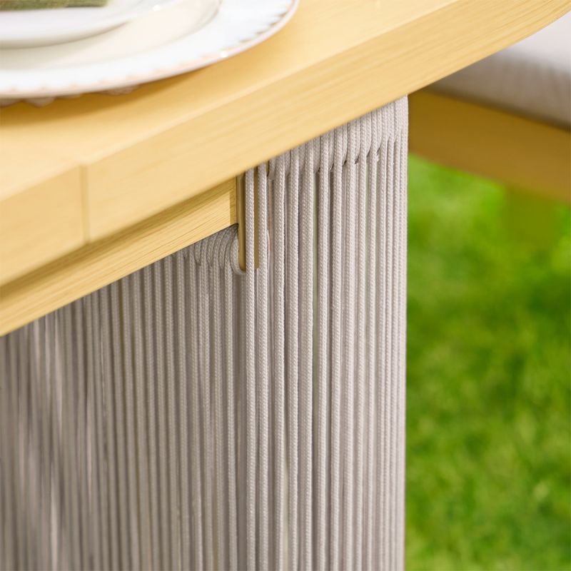 Set mobilier, 6 scaune, masa extensibila, terasa sau gradina, aluminiu si impletitura tip funie, perne incluse, Riviera