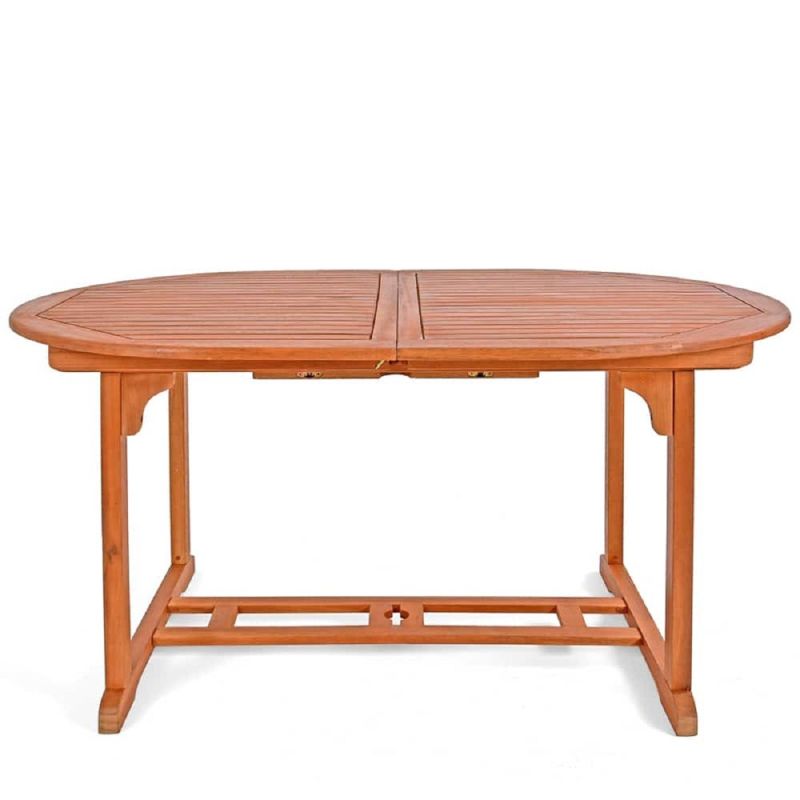 Set mobilier, 6 scaune pliabile, Eucalipt certificat FSC®, suport umbrela, Maro, 200x100x74, Houston