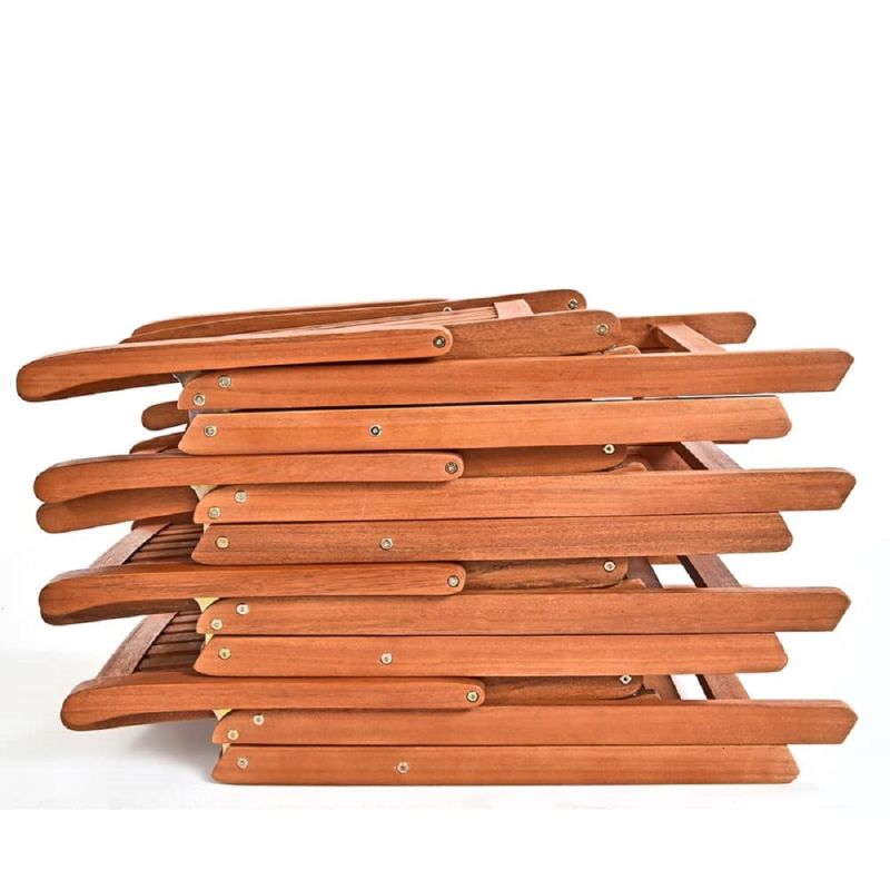 Set mobilier, 6 scaune pliabile, Eucalipt certificat FSC®, suport umbrela, Maro, 200x100x74, Houston