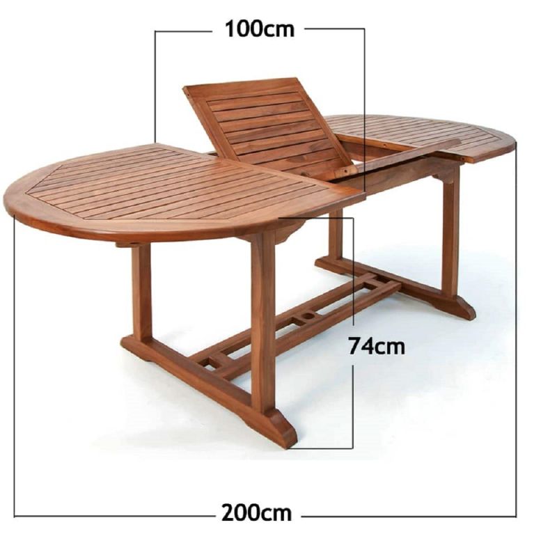 Set mobilier, 6 scaune pliabile, Eucalipt certificat FSC®, suport umbrela, Maro, 200x100x74, Houston