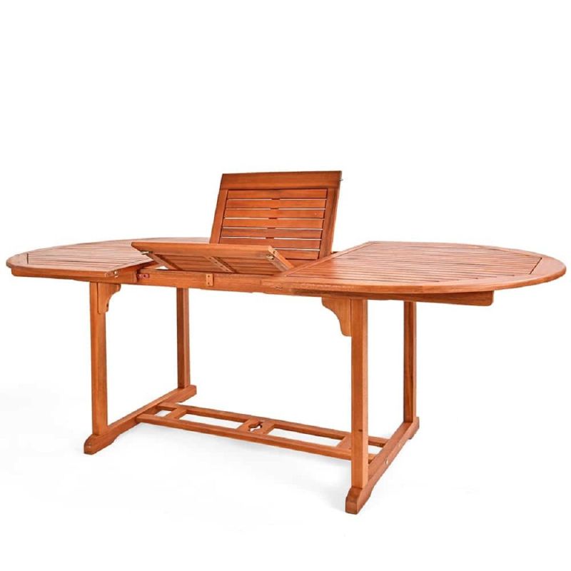 Set mobilier, 6 scaune pliabile, Eucalipt certificat FSC®, suport umbrela, Maro, 200x100x74, Houston