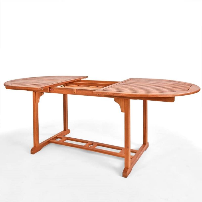 Set mobilier, 6 scaune pliabile, Eucalipt certificat FSC®, suport umbrela, Maro, 200x100x74, Houston
