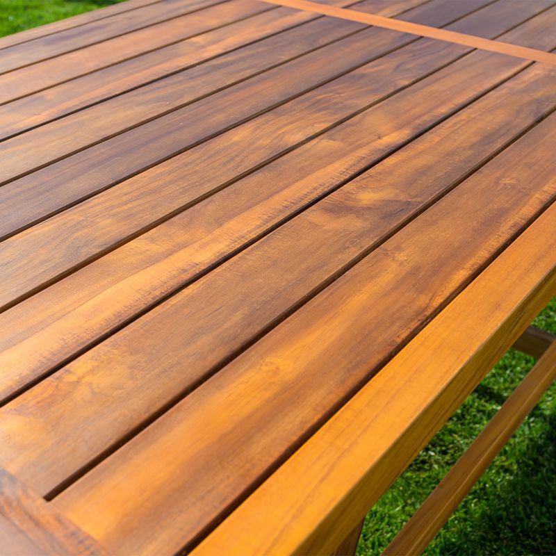 Set mobilier, 8 scaune, terasa, gradina, masa, cadru aluminiu poliratan, lemn masiv de Tec, Tess