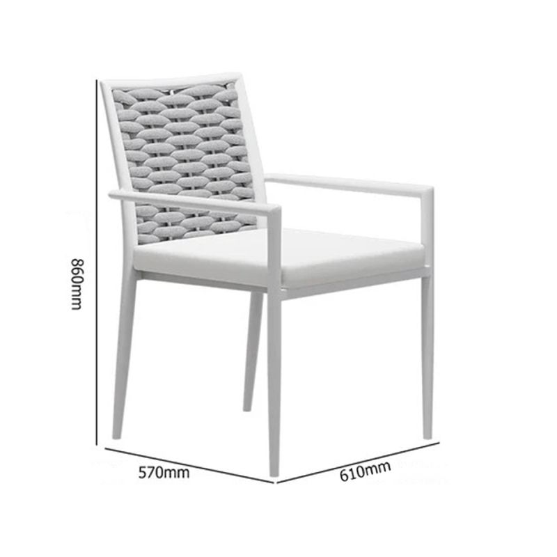Set mobilier, 8 scaune terasa gradina, masa mare, aluminiu si lemn, , impletitura tip funie, Torino