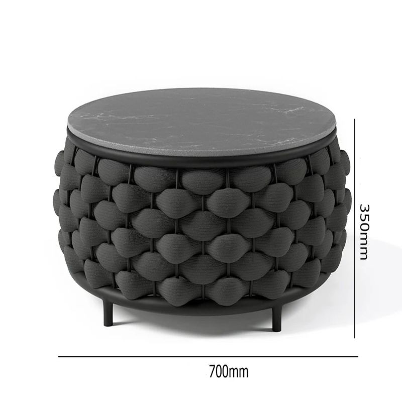 Set mobilier, aluminiu, terasa gradina, canapea, fotolii, masuta, impletitura rotunda tip funie, Dylan