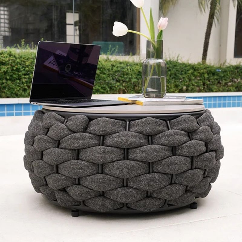 Set mobilier, aluminiu, terasa gradina, canapea, fotolii, masuta, impletitura rotunda tip funie, Dylan